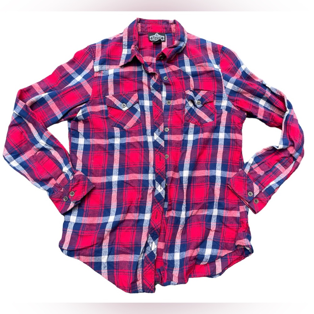 Women’s Fall Plaid Flannel Red/White/Blue USA Size Small - Picture 1 of 5